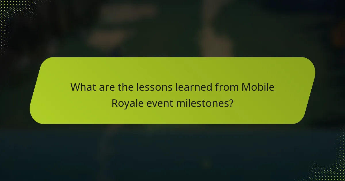 What are the lessons learned from Mobile Royale event milestones?