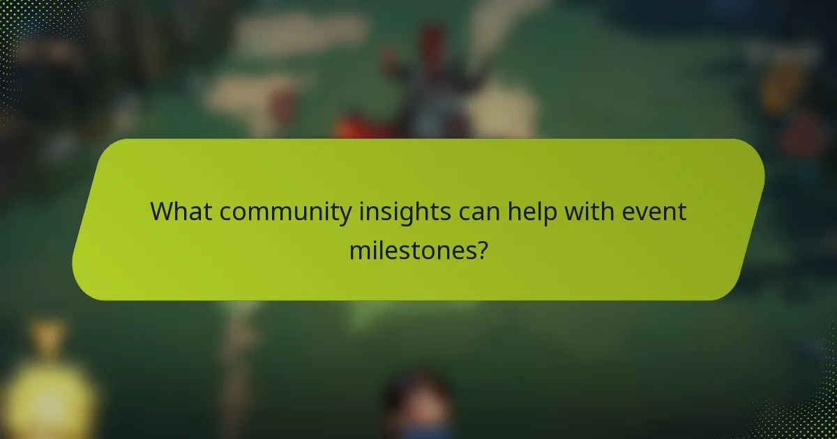 What community insights can help with event milestones?